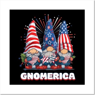 4th Of July American Gnomes Celebrating Independence Day Posters and Art